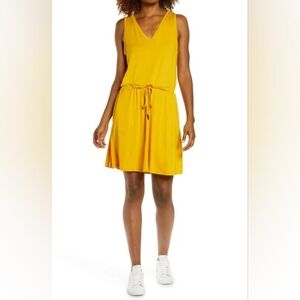 SWEATY BETTY Take It Easy Drop Waist Athlesiure Golden Yellow Mini Dress US 4-6